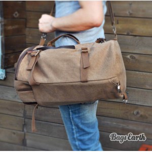 Vintage Coffee Canvas Backpack For Man