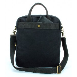 black IPAD leather canvas messenger bag