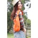 orange shoulder strap backpack