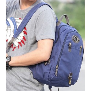 blue canvas satchel backpack shoulder