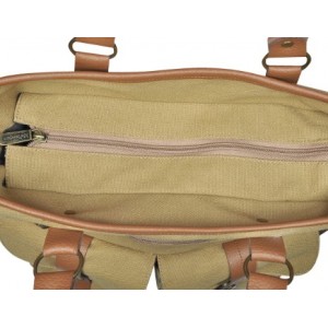 khaki canvas satchel bag
