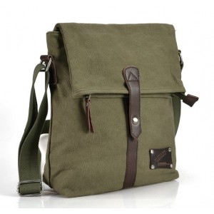 army green men's canvas messenger bag