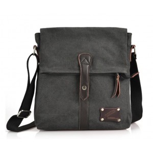 black men's canvas messenger bag