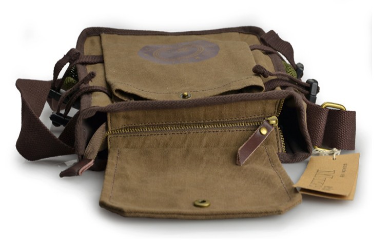 Mens canvas and leather shoulder bag, men&#39;s canvas satchel - BagsEarth