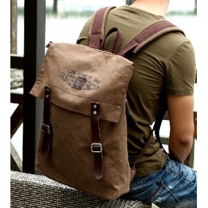 Vintage canvas backpack leather, canvas knapsack backpack
