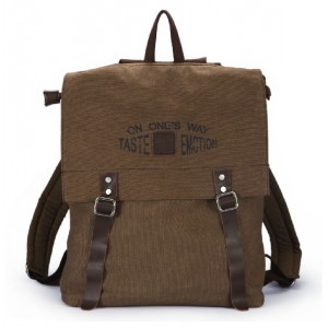 coffee Vintage canvas backpack leather