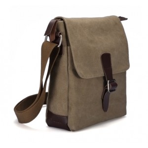 khaki canvas leather messenger bag