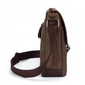 coffee canvas leather messenger bag