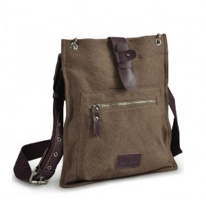 Mens canvas and leather shoulder bag