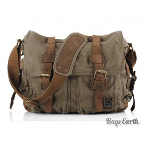 Army Green Vintage Canvas Messenger Bag