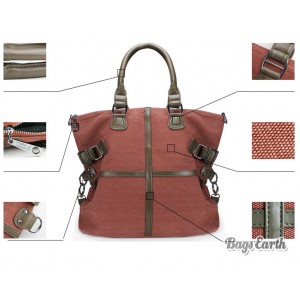 Red Canvas Handbag Shoulder Bag