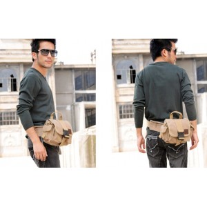 khaki canvas fanny pack