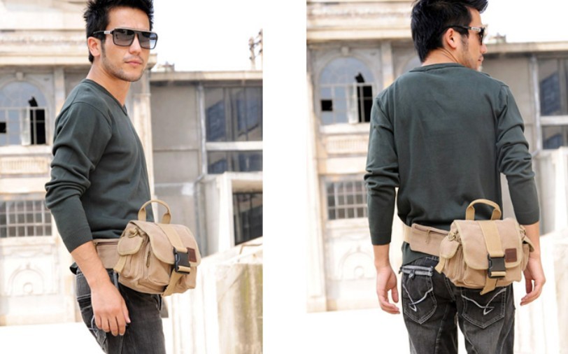 Canvas messenger bag men, canvas fanny pack - BagsEarth