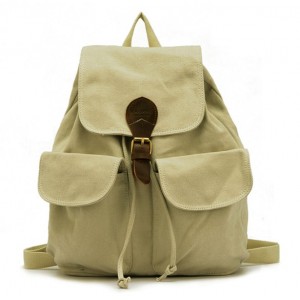 beige Canvas backpack for teenage girls