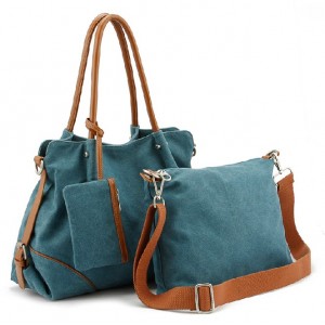 blue travel handbag