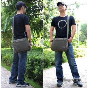 Army Green Canvas Messenger Bag For Men