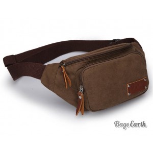 Coffee Funky Canvas Fanny Packs, Stylish Men's Canvas Waist Bag