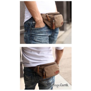 Coffee Funky Canvas Fanny Pack For Men