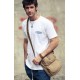 khaki Vertical messenger bag for men