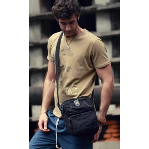 black Vertical messenger bag for men