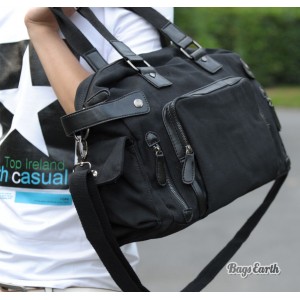 Black Canvas Messenger Bag, Large Canvas Tote Bags - BagsEarth