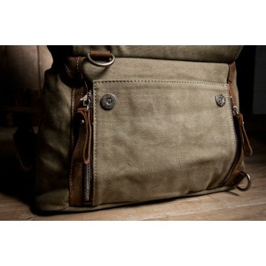 army green Cotton canvas backpack