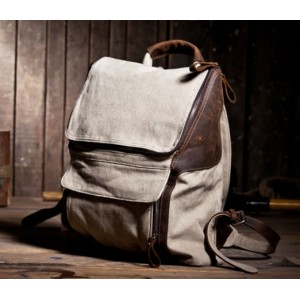 beige Cotton canvas backpack