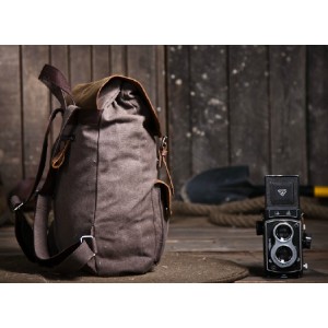 canvas and leather backpack for men