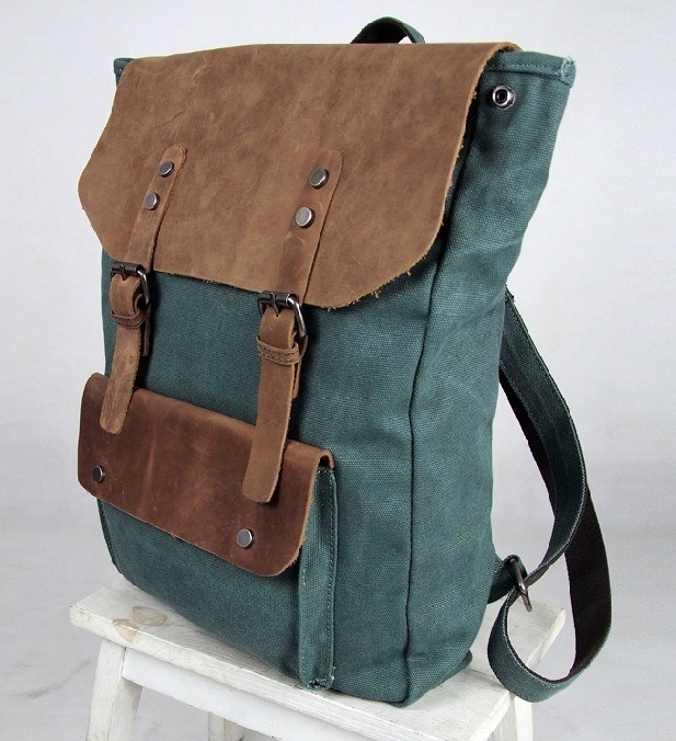 Vintage canvas knapsacks, canvas and leather backpack for men - BagsEarth