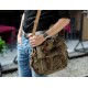 Vintage Canvas Messenger Bag, 13 Inch Laptop Bags Khaki Army Green