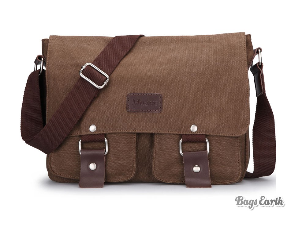 Mens Canvas Satchel Bags, Coffee Canvas Messenger Bag - BagsEarth