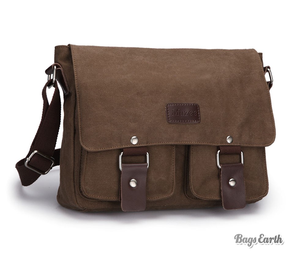 Mens Canvas Satchel Bags, Coffee Canvas Messenger Bag - BagsEarth