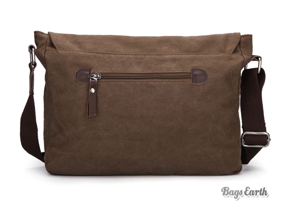 Mens Canvas Satchel Bags, Coffee Canvas Messenger Bag - BagsEarth