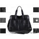 Black Leather Canvas Handbag