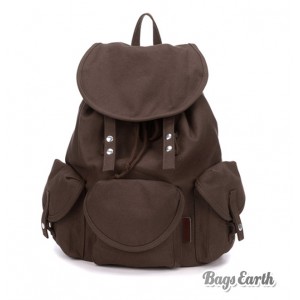 Coffee Canvas Backpack For Women