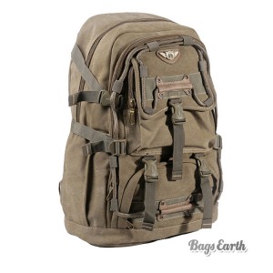 Khaki Canvas Rucksack Laptop