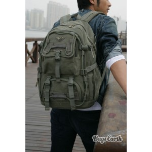 Army Green Canvas Computer Backpack For Men