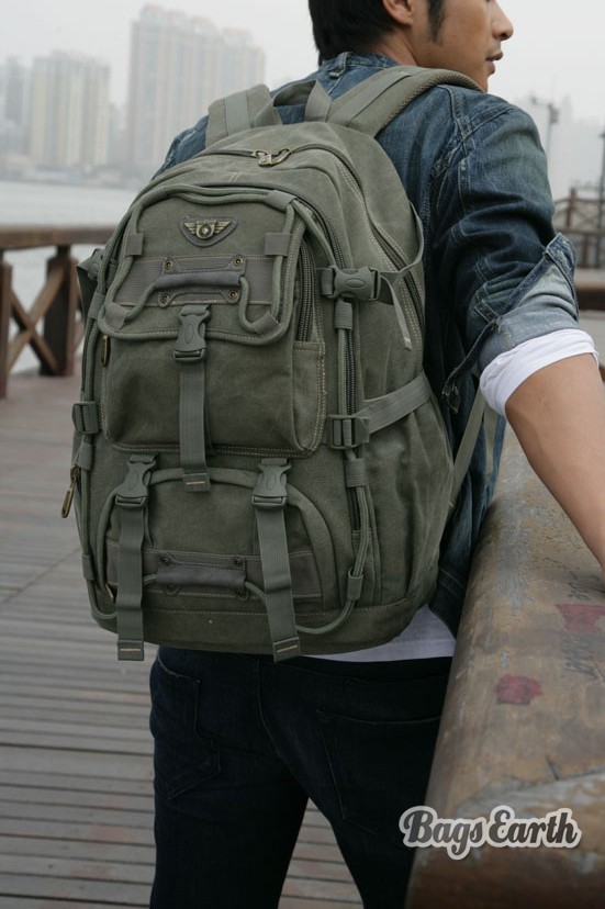 Canvas Computer Backpack For Men, Canvas Rucksack Laptop - BagsEarth