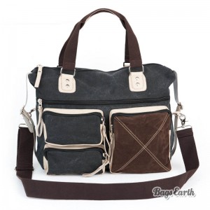 Khaki Canvas Shoulder Bag, Charcoal Grey Travelling Bags
