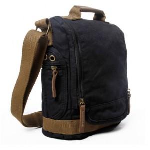 black eco friendly canvas messenger