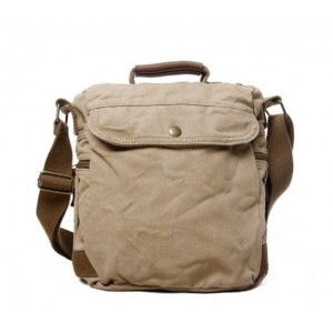 khaki eco friendly canvas messenger