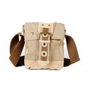 khaki Mens small canvas shoulder bags