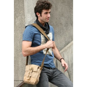 khaki mens small canvas shoulder bags