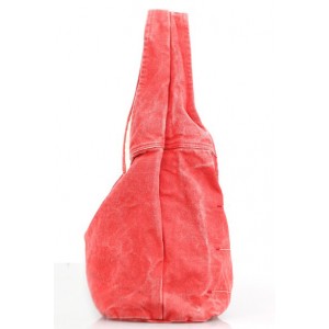 red Canvas shoulder tote handbag
