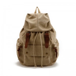 Khaki Waterproof Canvas Rucksack, Army Green School backpack