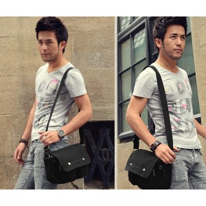 black canvas shoulder bag men