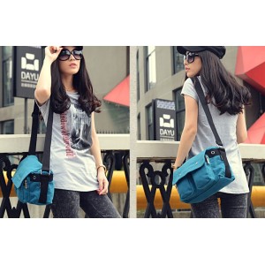 blue canvas shoulder bag men