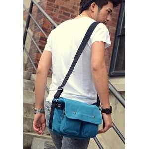 Canvas messenger bags for men blue