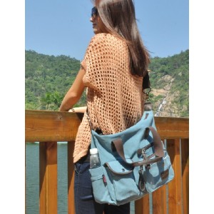 blue handbag canvas