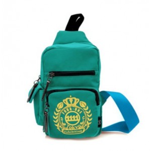 green sling school bag